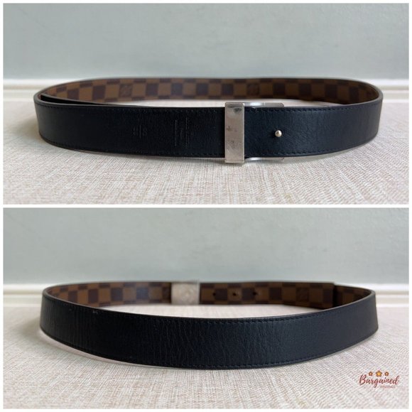 Authentic Louis Vuitton Damier Azur Canvas Leather Reversible Silver Buckle 36 - Picture 6 of 12